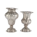 TWO SILVER VASES, KINGDOM OF ITALY 1872/1933 of seventeenth-century taste, embossed and fluted body.