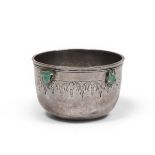 SMALL SILVER BOWL, PUNCH MOSCOW, EARLY 19TH CENTURY body engraved with leaves and clusters of grape,