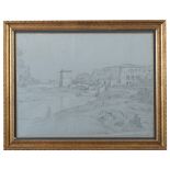 ITALIAN PAINTER, 19TH CENTURY VIEW OF TERRACINA Pencil on paper, cm. 44 x 56 Title and date of