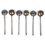 SIX TEASPOONS IN NIELLO SILVER, PUNCH SAINT PETERSBURG 1882 with gilded basins and engraved with