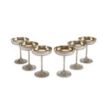 SIX SILVER CHAMPAGNE BOWLS, ITALY 20TH CENTURY with gilded basin and border with palmette.