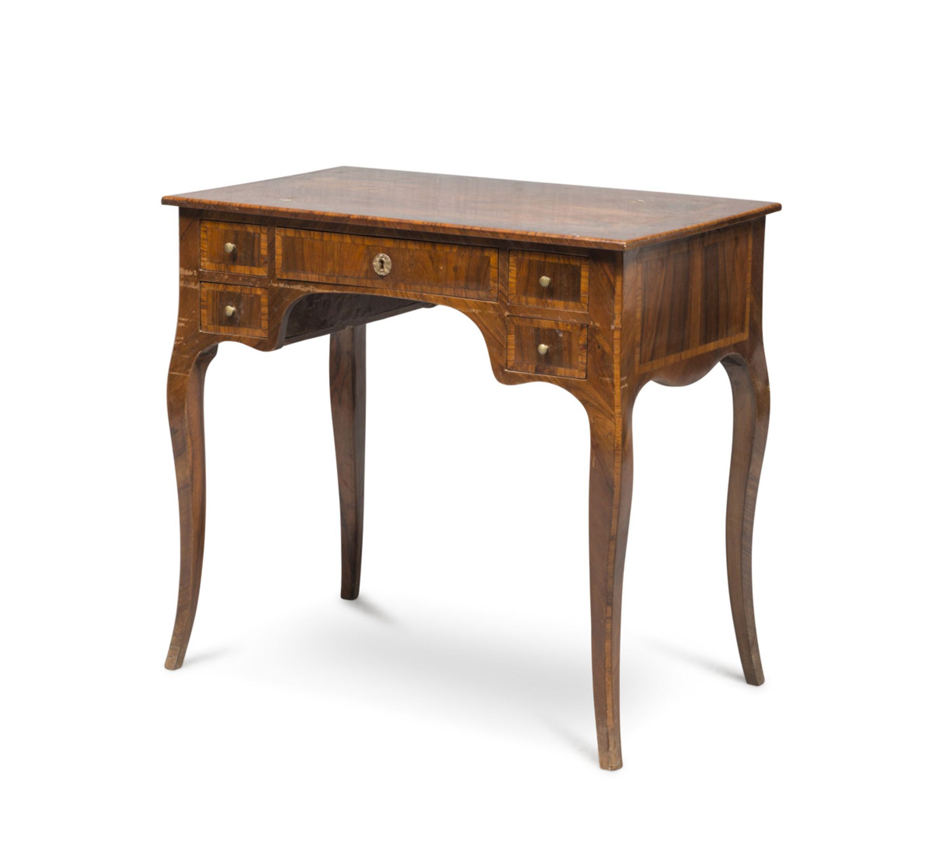 SMALL WRITING DESK IN WALNUT, 19TH CENTURY of eighteenth-century line, with reserves in violet wood.