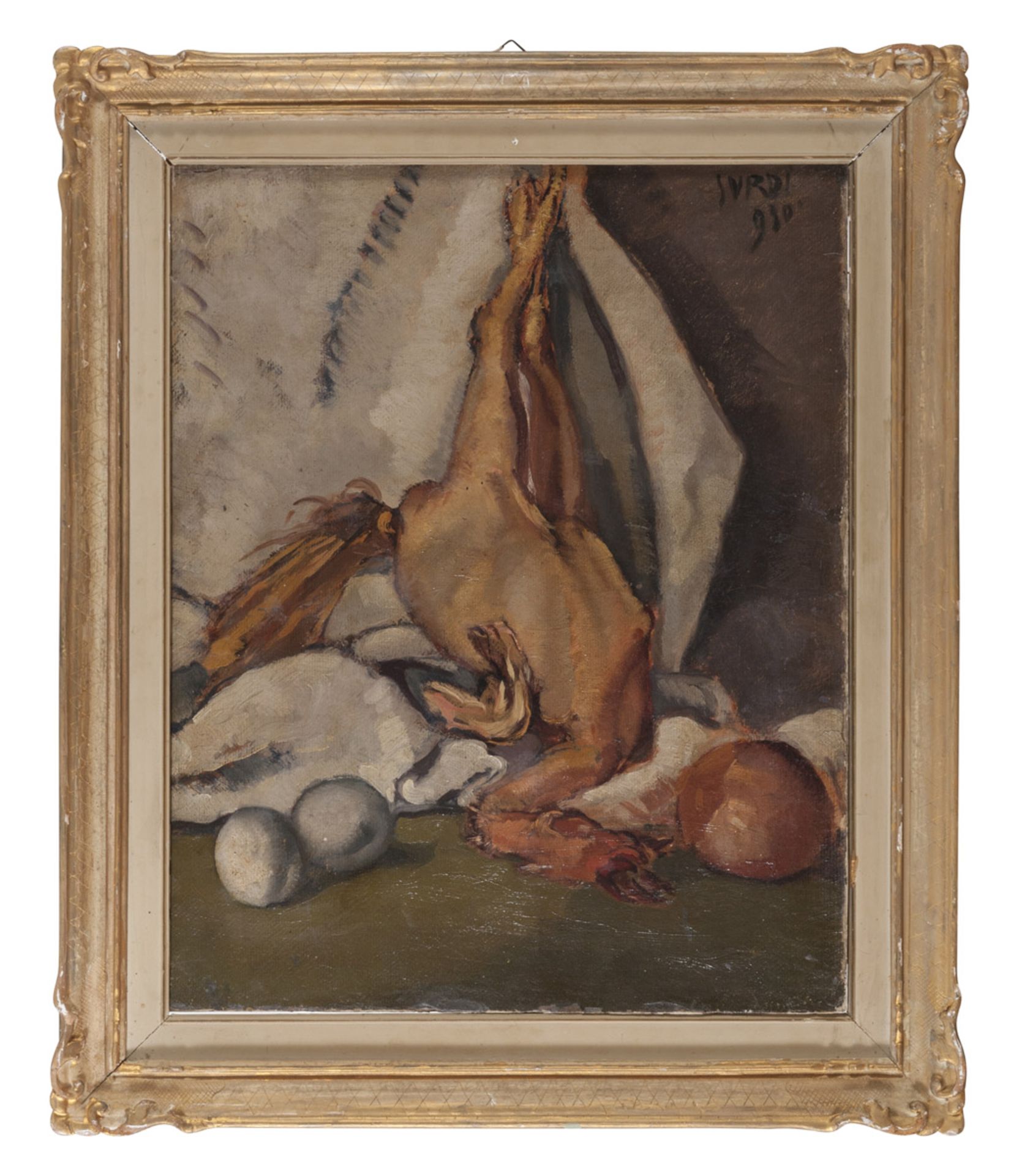 LUIGI SURDI (Naples 1897 - Rome 1959) STILL LIFE OF GAME Oil on cardboard applied on panel cm. 50