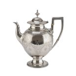 SILVER TEAPOT, LONDON 1878 Handles with seperators in bone. Silversmith Charles Boyton & Son.