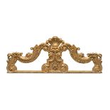 Bedhead In Giltwood, 20TH CENTURY carved to spiral, leaves and flowers. Measures cm. 65 x 172.