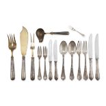 LOT OF VARIOUS CUTLERY, NOVARA 20TH CENTURY in steel with chiselled handles. Consisting of twenty