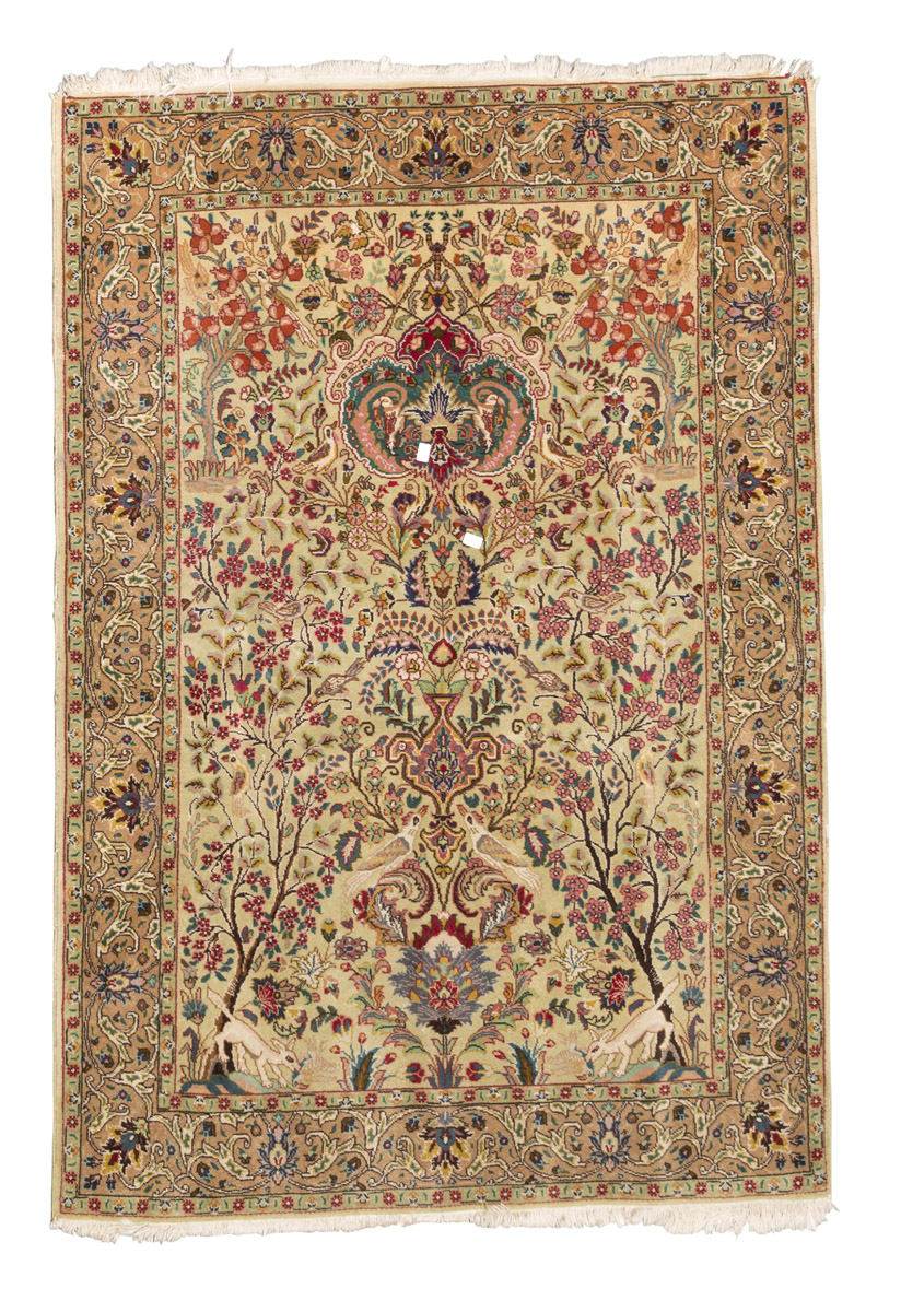 KUM CARPET, MID-20TH CENTURY with design of forest with shoots with Herati pattern, flowers and