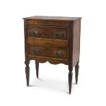 BEDSIDE IN WALNUT, ROME FINE 18TH CENTURY with threads in violet wood. Front with two drawers,
