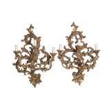 PAIR OF APPLIQUES IN GILTWOOD, VENETIAN MANUFACTURE 19TH CENTURY entirely carved into twisted