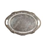 LARGE SILVER TRAY, BIRMINGHAM 1914 oval shape, moved border. Silversmiths Levi & Saloman.' Title