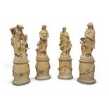 FOUR SPLENDID STATUES IN EARTHENWARE, MANUFACTURE PADALINO LECCE, EARLY 20TH CENTURY representing