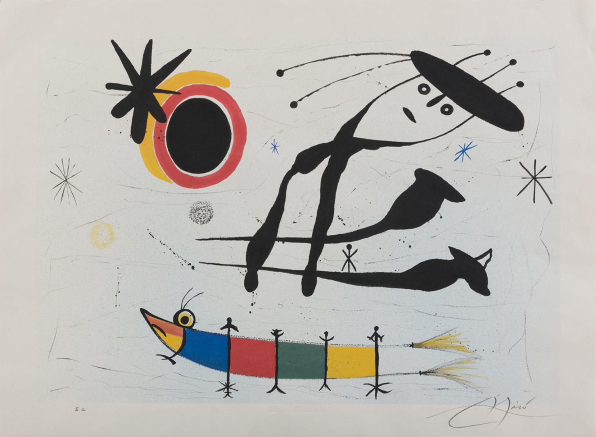 JOAN MIRÒ (Barcellona 1893 - Palma di Maiorca 1983) Senza titolo Litografia a colori, ex. E.A.