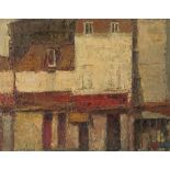 RONALD COPPING (XX secolo) Palazzi, 1964 Olio su masonite, cm. 55 x 70 Firma e data in basso a