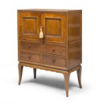 PICCOLA CREDENZA CASSETTIERA IN BOIS DE ROSE, ANNI '40 a due sportelli e quattro cassetti sul