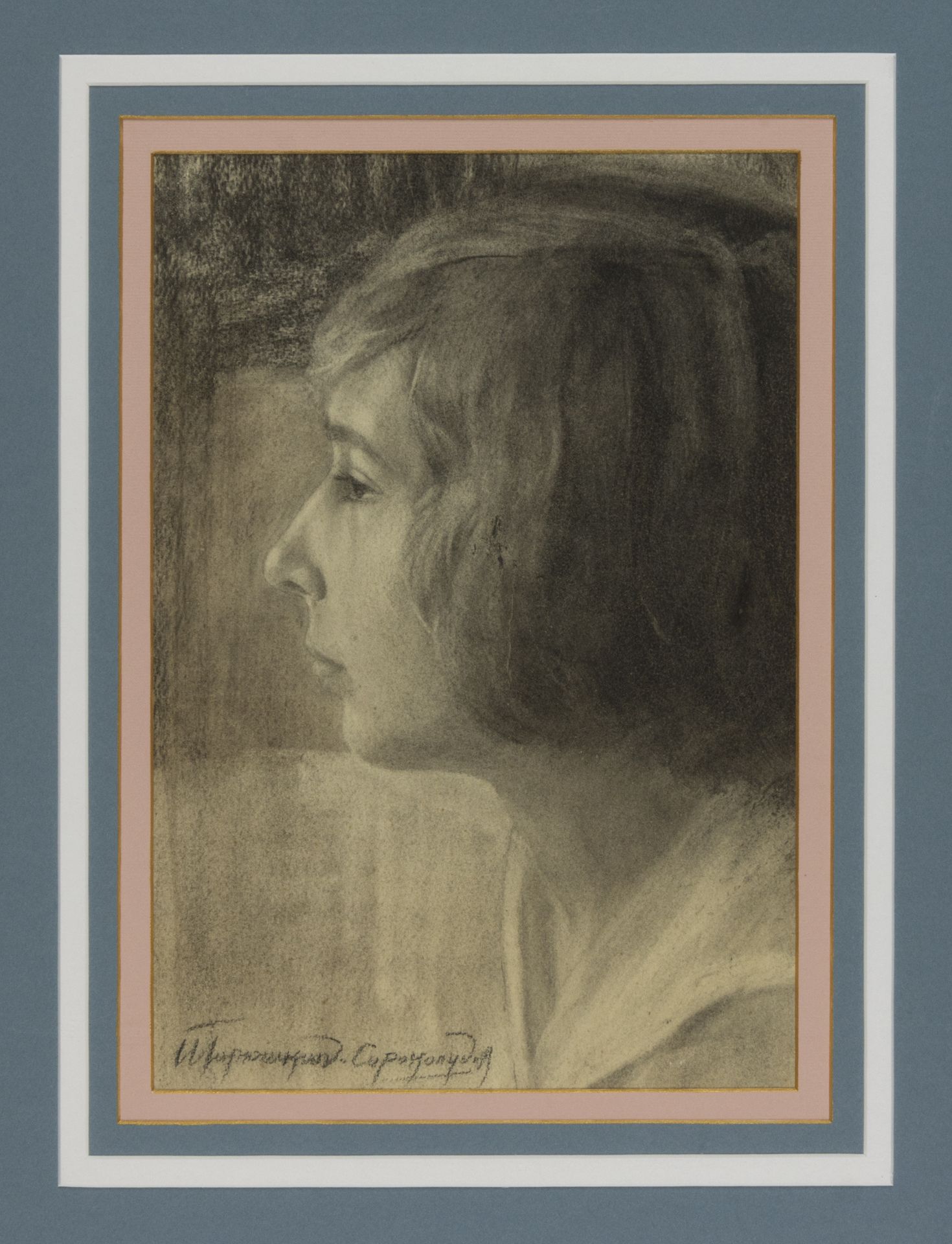 IVAN GORYUSHKIN-SOROKOPUDOV (Russia 1873 - 1954) Profilo di ragazza russa, anni '40