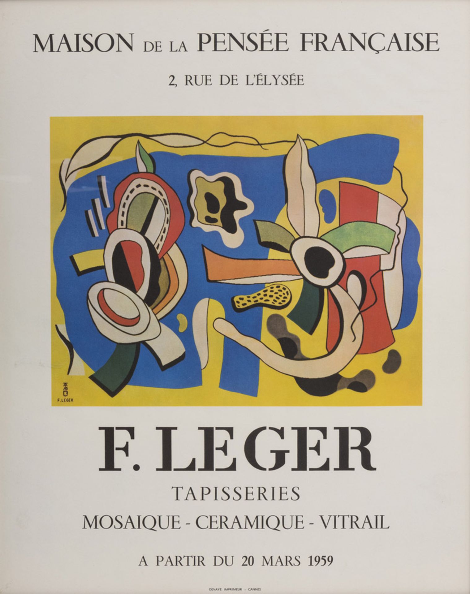 FERNAND LÉGER (Argentan 1881 - Gif-sur-Yvette 1955) Mostra Maison de la pensée Française, 1959