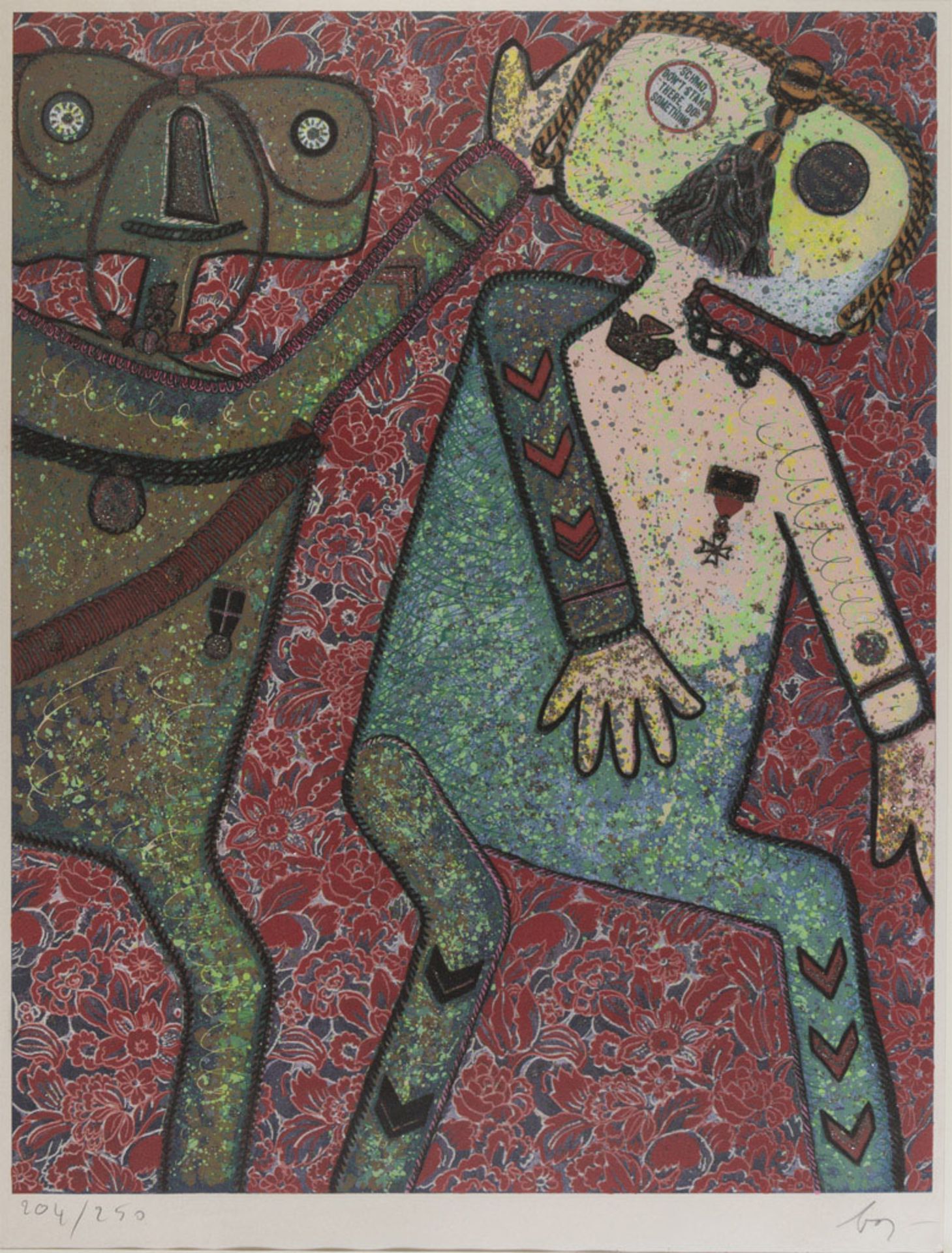 ENRICO BAJ (Milano 1924 - Vergiate 2003) Figura Due figure Coppia di serigrafie a colori, ex. 204/