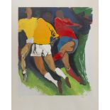 RENATO GUTTUSO (Bagheria 1911 - Roma 1987) Calciatori Litografia a colori, ex. 94/100 Misura della