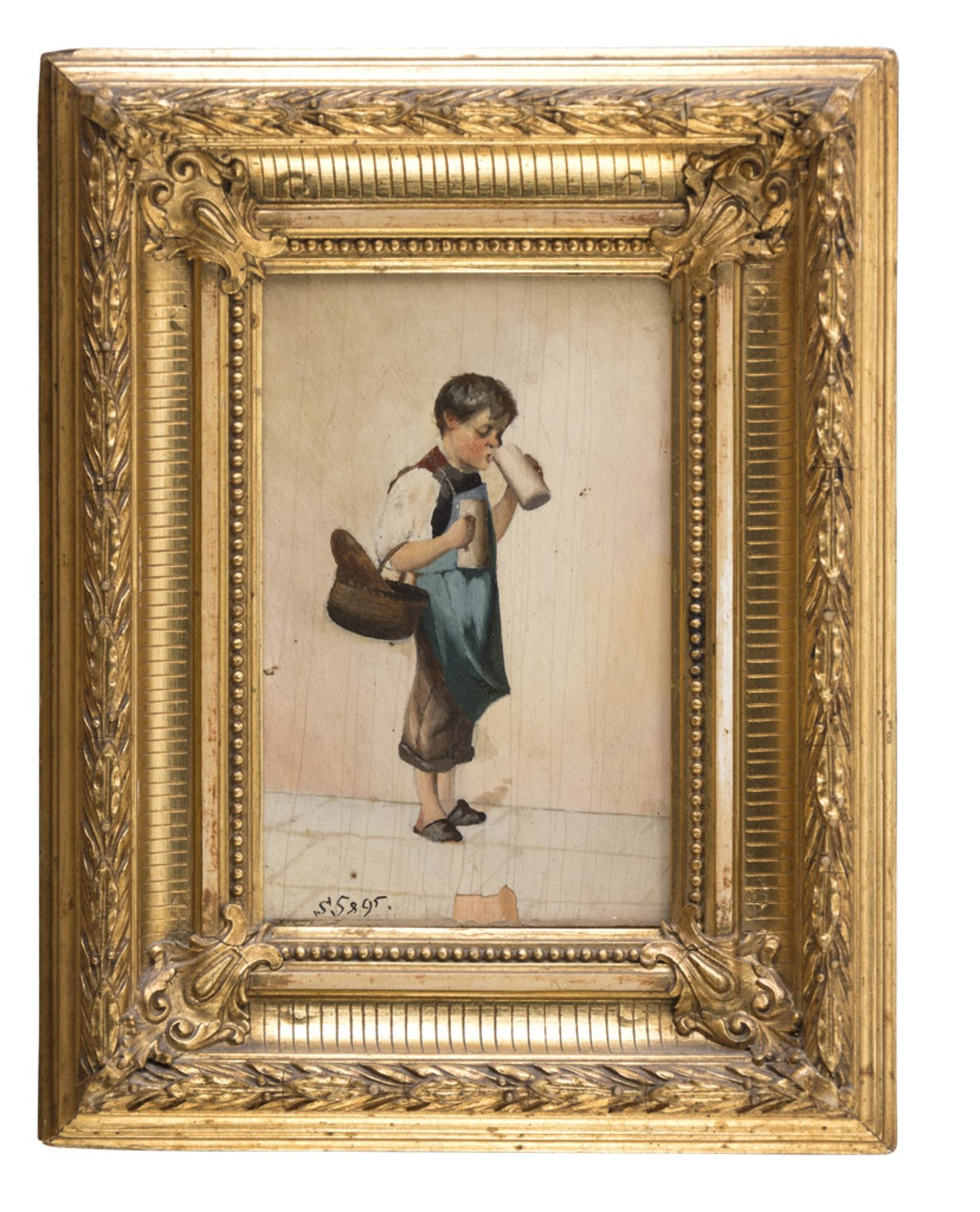RUSSIAN PAINTER, 20TH CENTURY LITTLE BOY Oil on panel, cm. 15 x 10 Signature bottom left Gilded