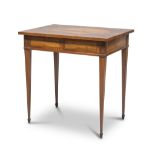 BEAUTIFUL WRITING DESK WITH INCAUSTO, EARLY 19TH CENTURY in walnut, top inlaid to landscape with