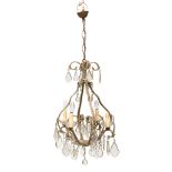 SMALL CAGE CHANDELIER, 19TH CENTURY in metal, with elements covered by rows of glass beads. Four