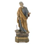 SCULPTURE OF ST. JOSEPH IN PAPIER-MACHÉ, NAPLES 19TH CENTURY polychrome lacquered, with plain