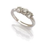 SPLENDID TRILOGY RING in white gold 18 kts. with three diamonds. Diamonds ct. 2.30 ca., color H/I