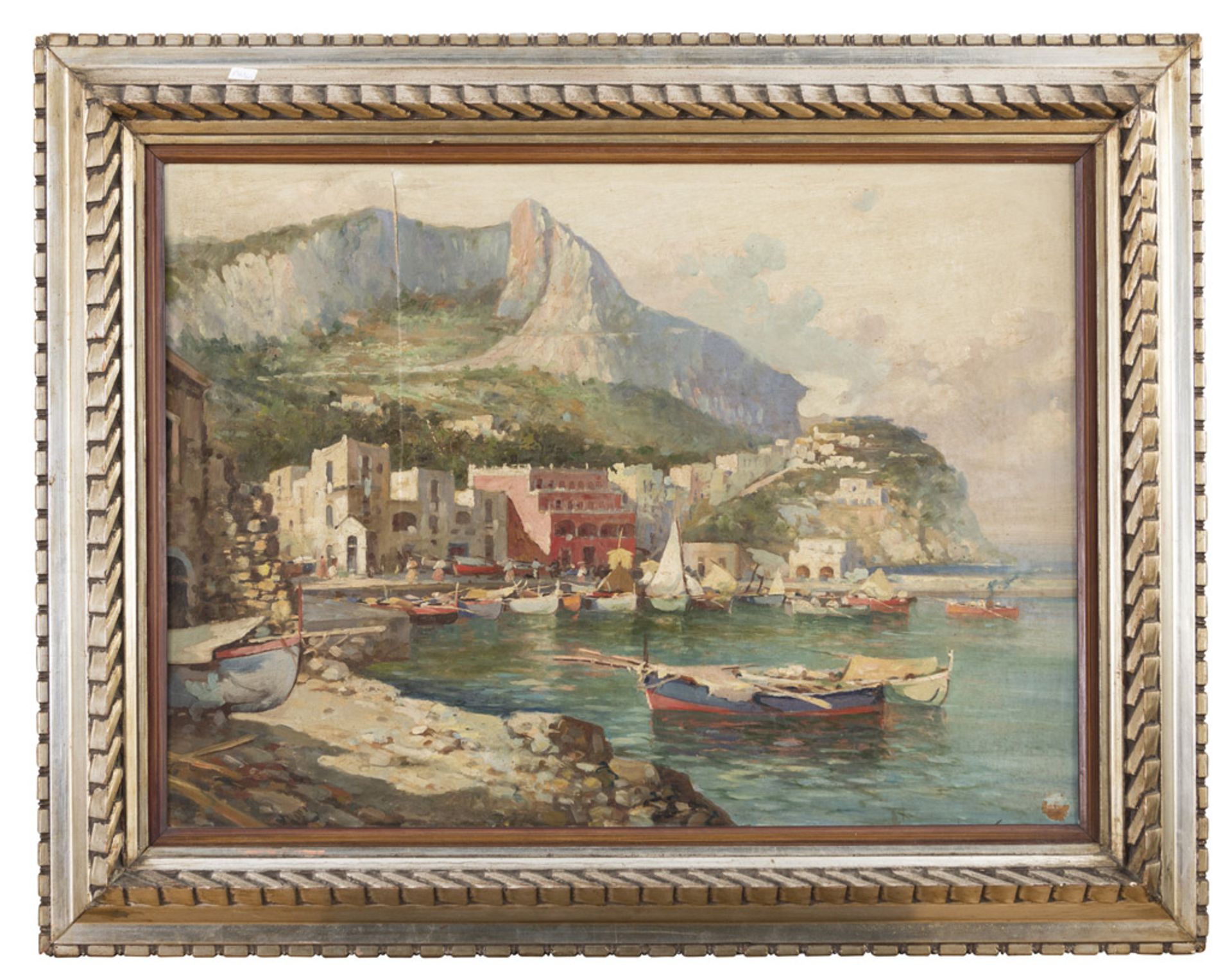 GIUSEPPE SALVATI (Naples 1900 - 1968) VIEW OF THE AMALFI COAST Oil on canvas, cm. 60 x 80 Signed