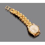 WOMEN'S WRIST WATCH in yellow gold 18 kts. with champagne dial and mesh strap. Length cm. 19,