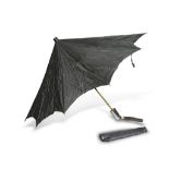Flexible umbrella, Years '30 in black silk with handle in plastics grey and black worked to flake of