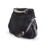 PURSE YVES SAINT LAURENT in leather and chamois with mobile shoulder belt and handle in embossed