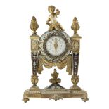 MIGNON TABLE CLOCK IN BRONZE, PROBABLY RUSSIA LATE 19TH CENTURY entirely decorated with polychrome