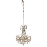 SMALL METAL CHANDELIER, LATE 19TH CENTURY elements covered by beads. Drop pendants in cut glass.