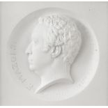 EUROPEAN ARTIST 19TH CENTURY PROFILE High-relief sculpture in chalk, cm. 14 x 14 Gilded frame