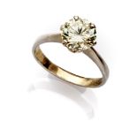 SOLITAIRE RING in gold 18 kts. with central diamond. Diamonds ct. 2.00 ca. color L/M, clarity VS,