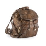 BACKPACK TUSCAN'S in leather of light brown python, frontal pocket with zipper. ZAINETTO TUSCAN'S in