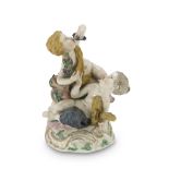 PORCELAIN GROUP, HÖCHST EARLY 19TH CENTURY in polychromy, representing children's games with grape