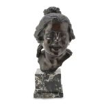 NEAPOLITAN SCULPTOR, LATE 19TH CENTURY YOUNG GIRL'S HEAD Bronze with burnished patina, cm. 38 x 19 x