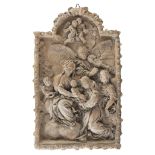 NEAPOLITAN SCULPTOR, EARLY 18TH CENTURY NATIVITY WITH ARCHANGEL High-relief sculpture in shrine