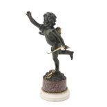 SCULPTURE OF CUPID IN BRONZE, PERIOD LUIGI XVI to black patina, with quiver and arc in ormolu.