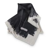 FOULARD BALENCIAGA in silk, on black ground with abstract drawing. FOULARD BALENCIAGA in seta, a