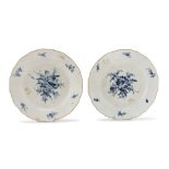 A PAIR OF PORCELAIN DISHES, MEISSEN 19TH CENTURY in white and blue enamel, decorated with flower