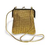 Purse, 1970s in golden fabric with shoulder strap. BORSELLINO, ANNI '70 con tracolla in tessuto