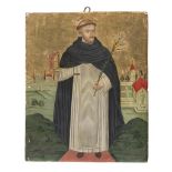 CENTRAL ITALY PAINTER, LATE 19TH, EARLY 20TH CENTURY ST. DOMINIC Oil on gilt panel, cm 32 x 26