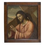 LOMBARD PAINTER, 19TH CENTURY CHRIST CARRYING THE CROSS Oil on panel, cm. 81,5 x 70 Framed PITTORE