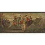 ITALIAN PAINTER, 19TH CENTURY EPISODE OF 'GERUSALEMME LIBERATA' Oil on canvas, cm. 29 x 60 Framed