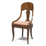 SMALL ARMCHAIR IN WALNUT, PROBABLY ROMAN REPUBLIC, EARLY 19TH CENTURY with bent back and engraved