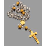 ROSARY with spheres in rock crystal alternated by filigree spheres in yellow gold 18 kts. Length