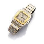 WRIST WATCH CARTIER SANTOS GALBÈ in steel and gold, with dial rectangular champagne with Roman