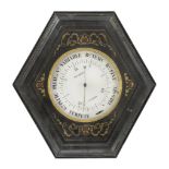 HEXAGONAL WALL CLOCK, WURTEL Á PARIS, 19TH CENTURY case in black lacquered wood, white enamel